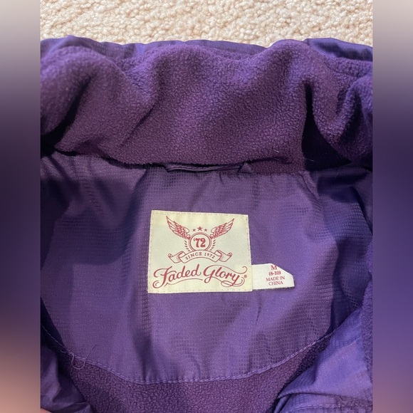 FADED GLORY Fleece Purple Puffer Winter Jacket - Picture 2 of 10